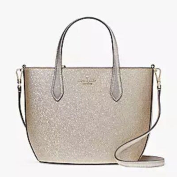 NWT Kate Spade New York Gold Glimmer Mixed Material Satchel/bag KE460 - Picture 7 of 11
